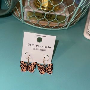 Butterfly Cheetah Print Dangling Earrings